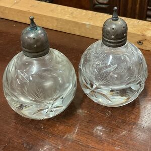 Vintage Cut Glass Salt and Pepper Shakers